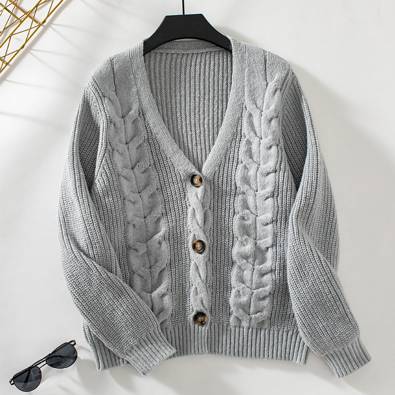 Women's Cable-Knit V-Neck Button-Front Cardigan - KaleaBoutique.com