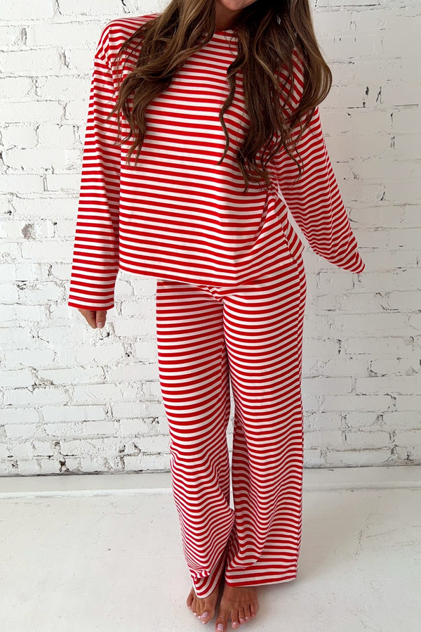 KaleaBoutique Comfortable Drop Shoulder Long Sleeve Top Lounge Pants 2pcs Set - KaleaBoutique.com