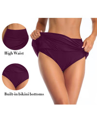 Women's High-Waist Side Tie Swim Skirt with Built-In Briefs - KaleaBoutique.com