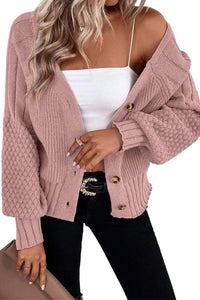 KaleaBoutique Comfortable Mixed Texture Knit Button V Neck Sweater Cardigan - KaleaBoutique.com