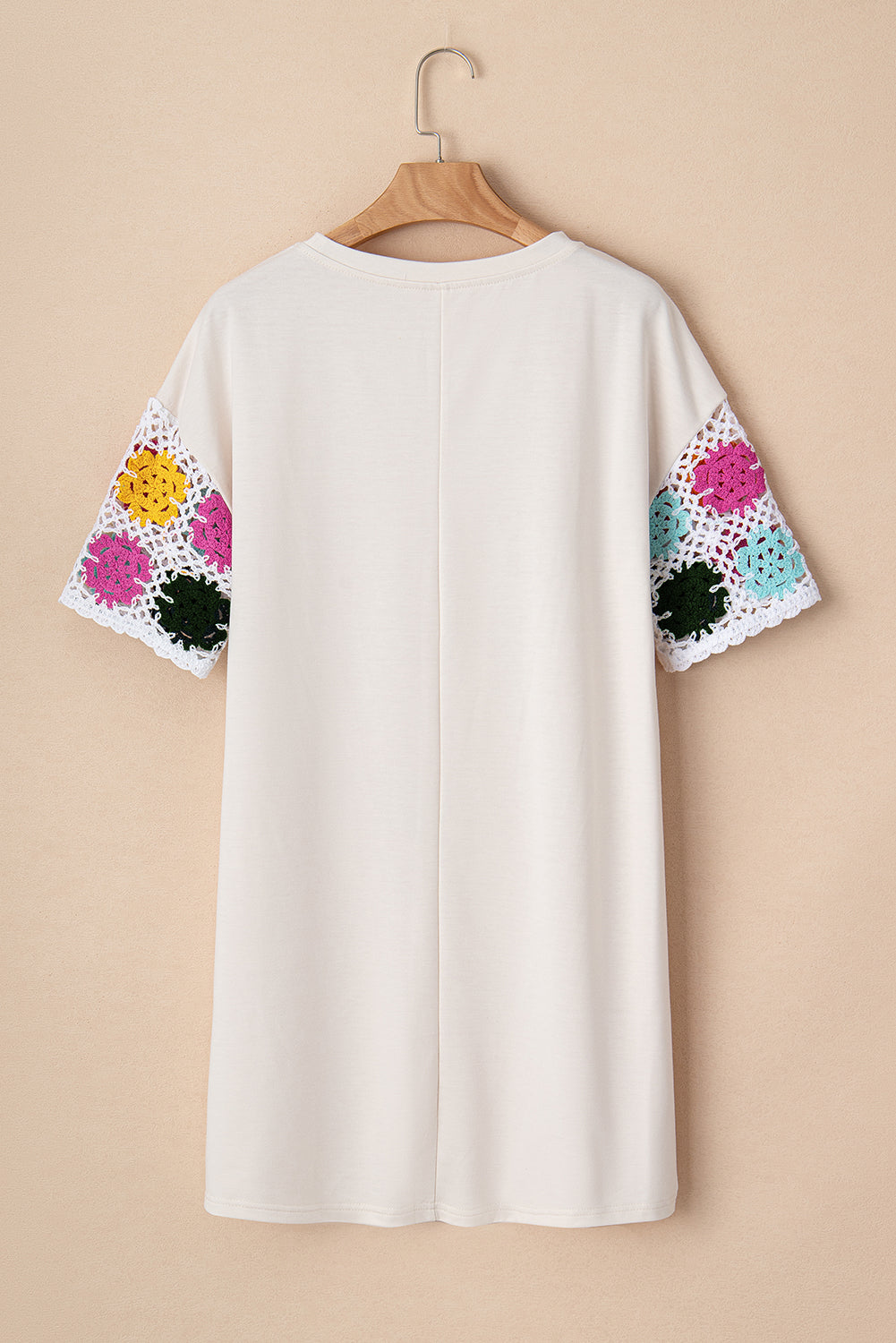 KaleaBoutique Stylish Floral Crochet Splicing Sleeve T Shirt Dress - KaleaBoutique.com