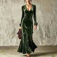 V-neck Sheath Skirt Figure-hugging And Elegant Fishtail Dress - KaleaBoutique.com