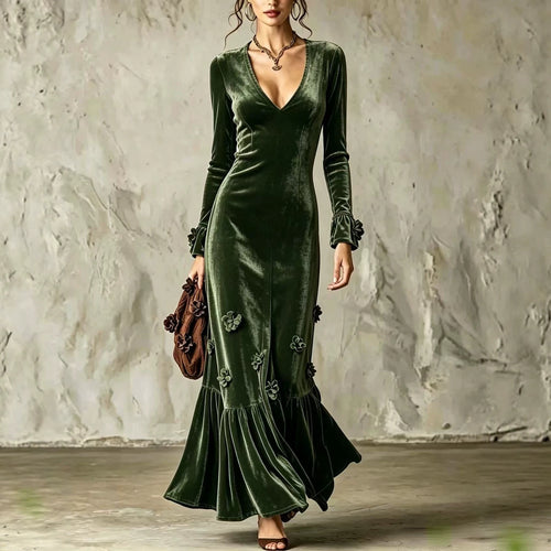 V-neck Sheath Skirt Figure-hugging And Elegant Fishtail Dress - KaleaBoutique.com