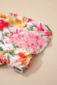 KaleaBoutique Stylish Color Block Floral Print Contrast Trim V Neck Ruffle Hem Mini Dress - KaleaBoutique.com