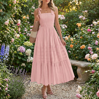 2026 Hot Summer Pleated A-Line Cami Long Dress With Pockets, Beach Vacation Style - KaleaBoutique.com