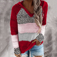 Women's Striped Loose V-neck Hooded Long-sleeve Sweater - KaleaBoutique.com