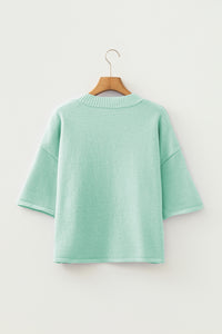 KaleaBoutique Comfortable 3/4 Sleeve Boxy Knit Button Down Sweater Cardigan - KaleaBoutique.com