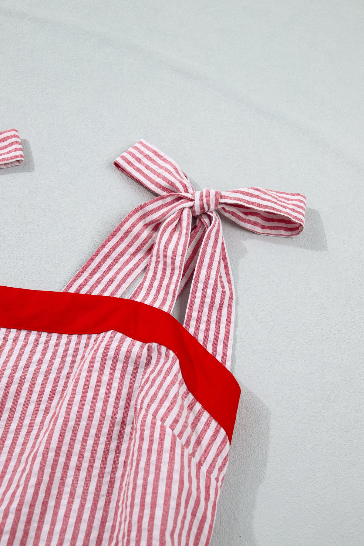 KaleaBoutique Stylish Bow Knot Straps Contrast Trim High Waist Ruffle Hem Maxi Dress - KaleaBoutique.com