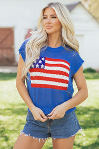 KaleaBoutique Comfortable Flag Graphic Short Sleeve Sweater Top - KaleaBoutique.com