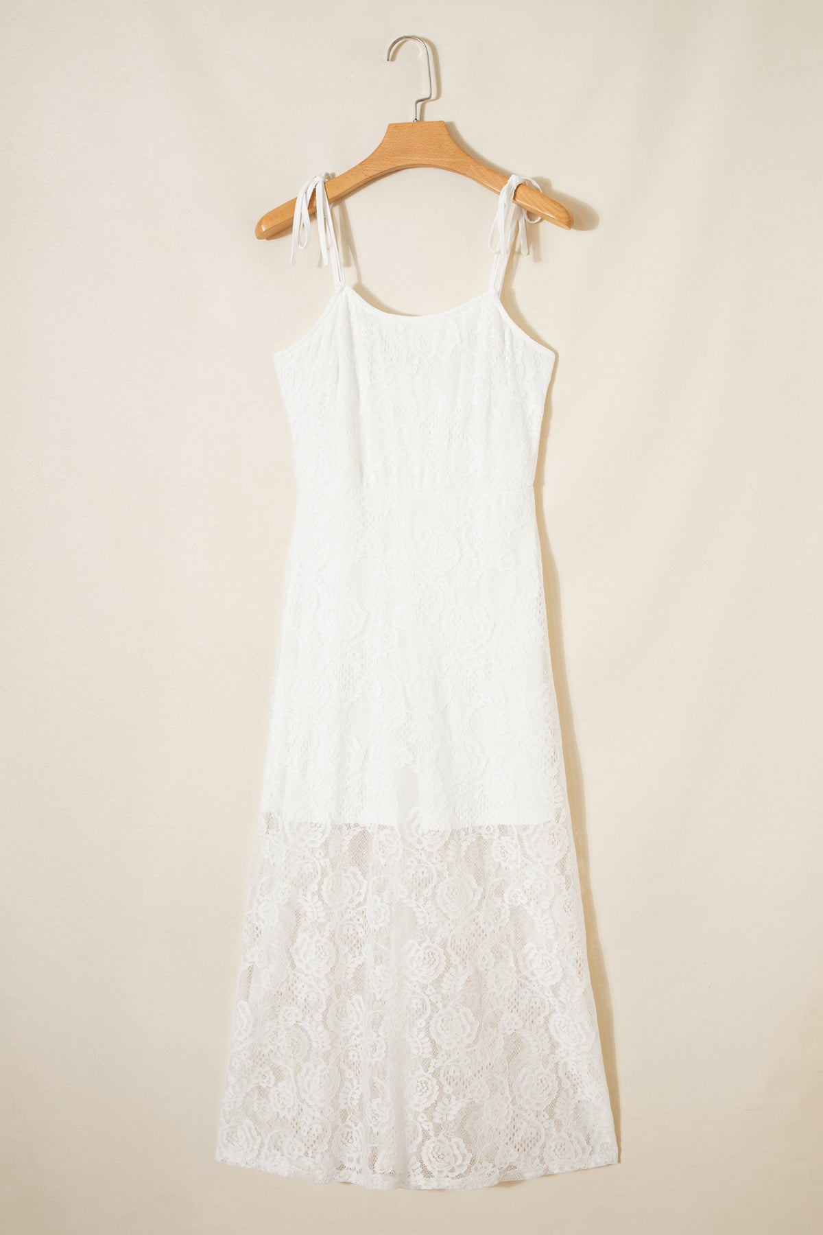 KaleaBoutique Stylish Tie Spaghetti Straps Floral Lace Overlay Long Dress - KaleaBoutique.com