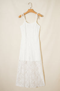 KaleaBoutique Stylish Tie Spaghetti Straps Floral Lace Overlay Long Dress - KaleaBoutique.com