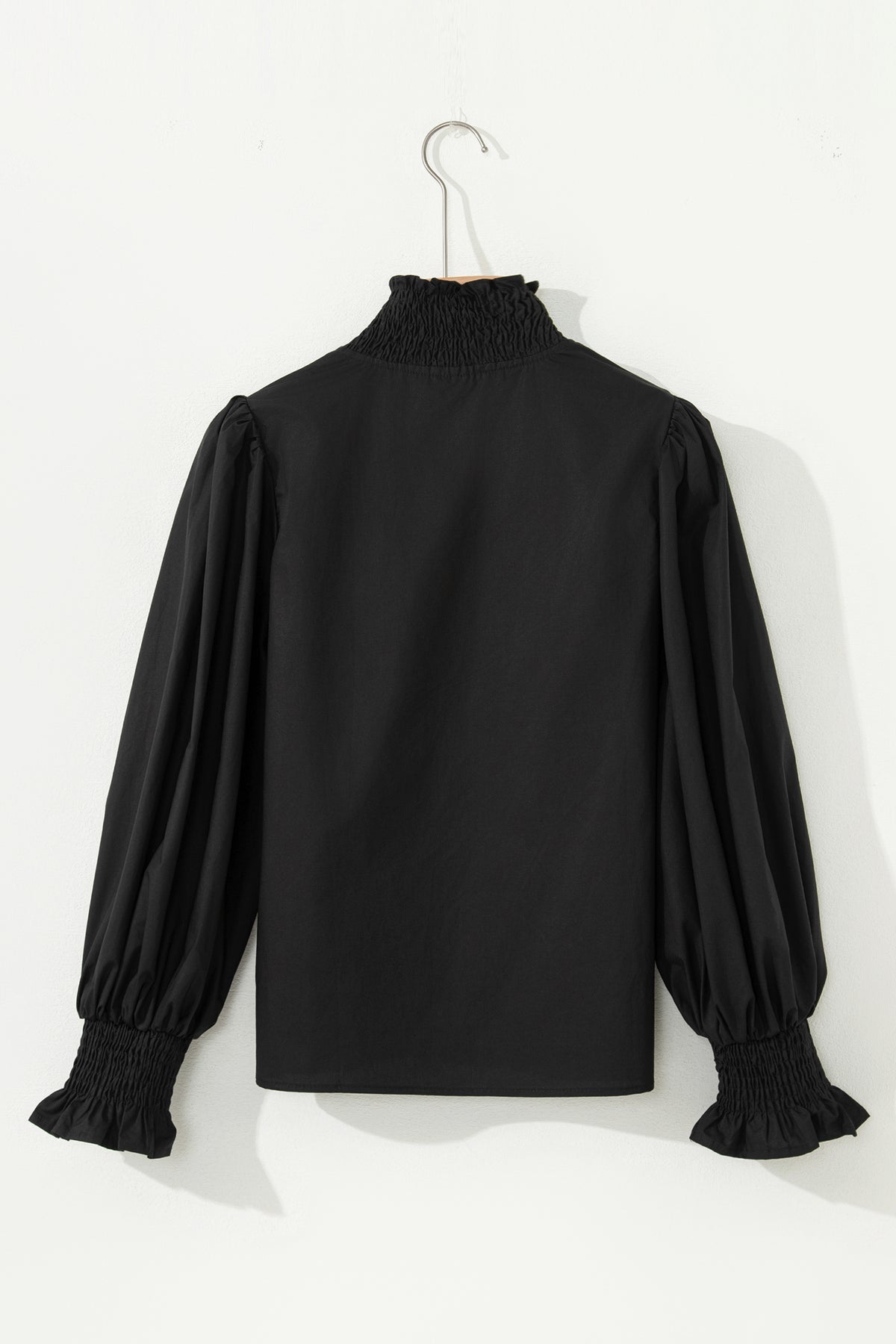 KaleaBoutique Stylish Puffy Flounce Sleeve Leopard Trim V Neck Blouse - KaleaBoutique.com