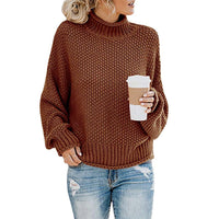 Solid Turtleneck Pullover Sweater Winter Fashion Casual Knitted Long-Sleeved Top Women's Clothing - KaleaBoutique.com