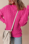 KaleaBoutique Solid Cable Knit High Neck Drop Shoulder Sweater - KaleaBoutique.com