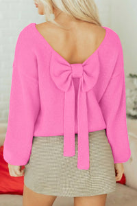Festive Bow Backless Bubble Sleeve Sweater - KaleaBoutique.com