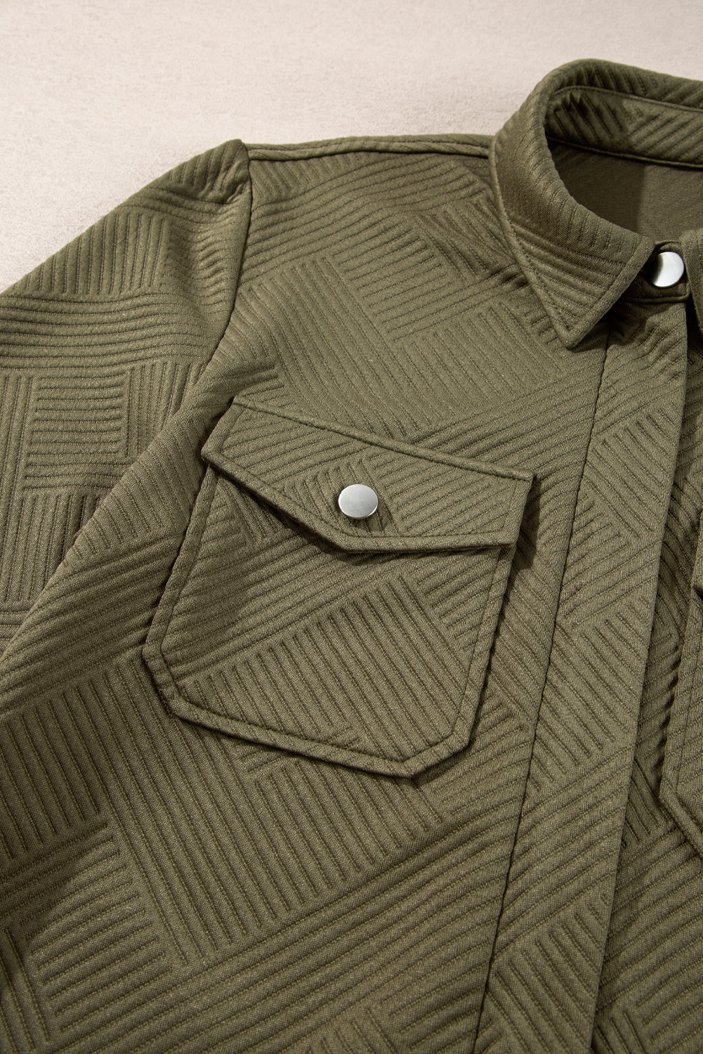 Solid Color Zip Up Button Flap Pocket Shirt Collar Jackets - KaleaBoutique.com