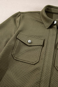 Solid Color Zip Up Button Flap Pocket Shirt Collar Jackets - KaleaBoutique.com
