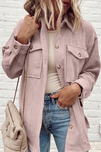 Corduroy Flap Pocket Button Up Shacket - KaleaBoutique.com