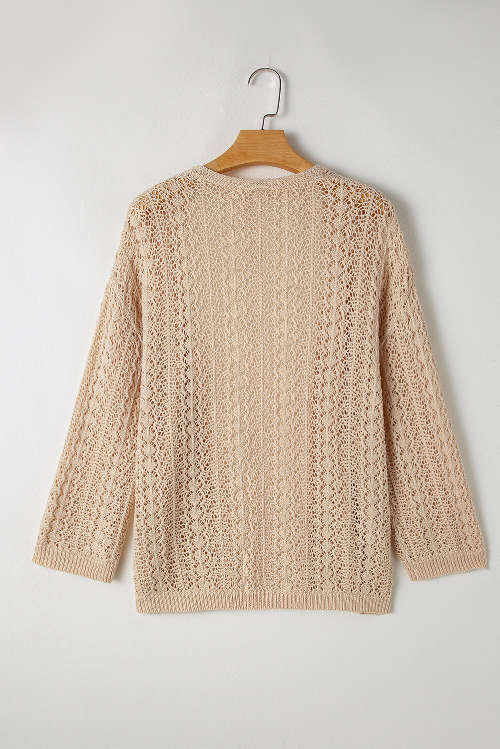 Hollow Out Knit Drop Shoulder Open Front Cardigan - KaleaBoutique.com