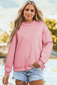 KaleaBoutique Comfortable Oversize Drop Shoulder Reversible Mock Neck Sweatshirt - KaleaBoutique.com