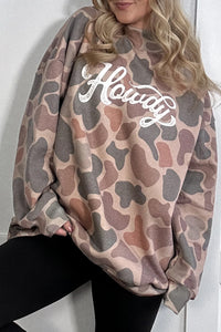 KaleaBoutique Camo Print Howdy Western Style Baggy Pullover Sweatshirt - KaleaBoutique.com