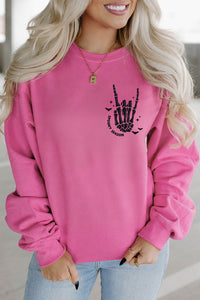 Bonbon Skeleton Hand Graphic Halloween Sweatshirt - KaleaBoutique.com
