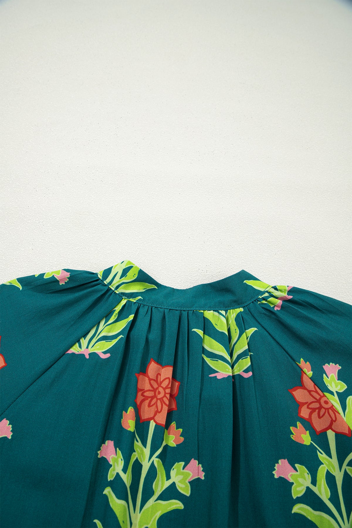 KaleaBoutique Comfortable Floral Print Contrast Trim Striped Patchwork Short Sleeve Dress - KaleaBoutique.com