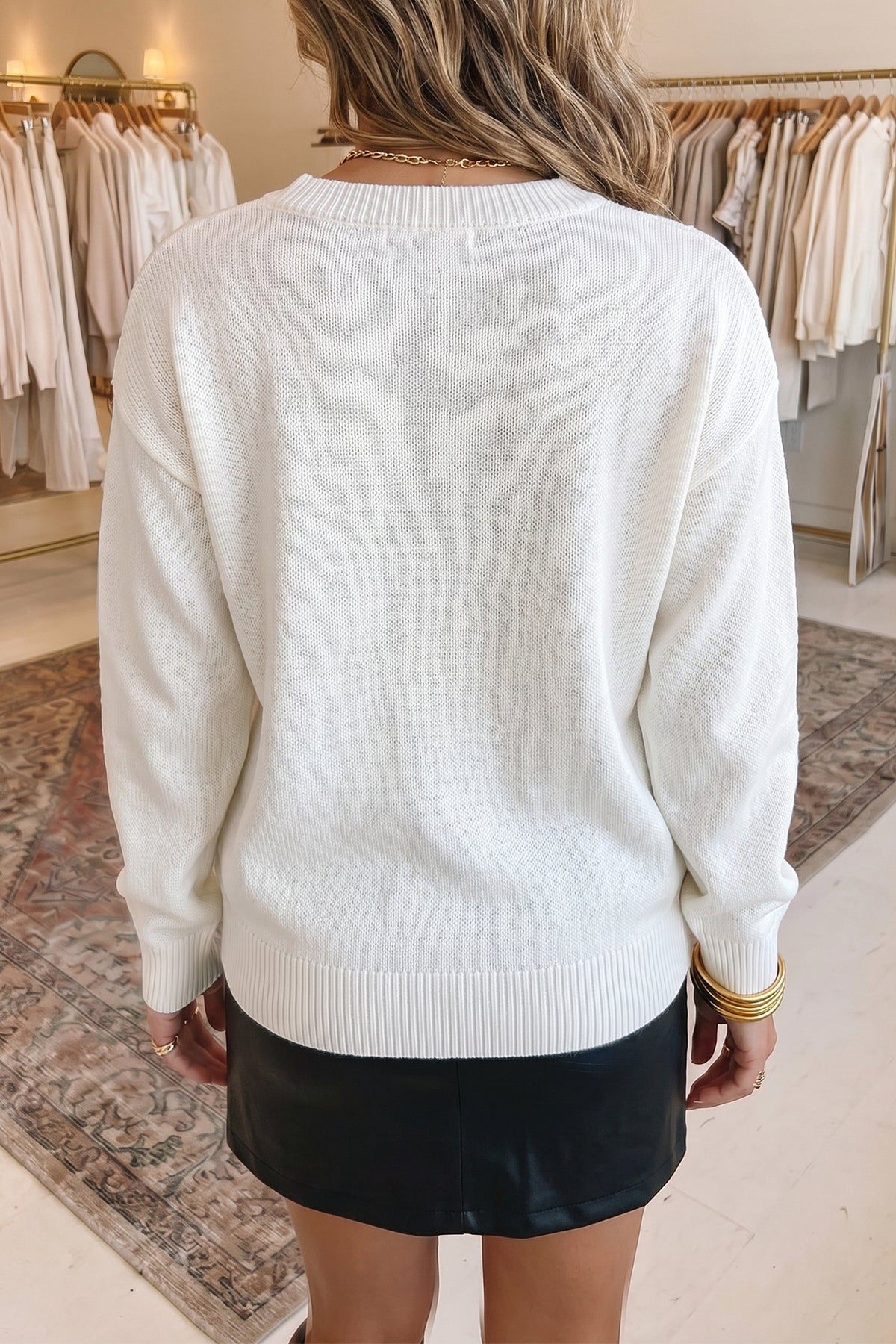 Drop Shoulder Round Neck Long Sleeve Pullover Sweater - KaleaBoutique.com