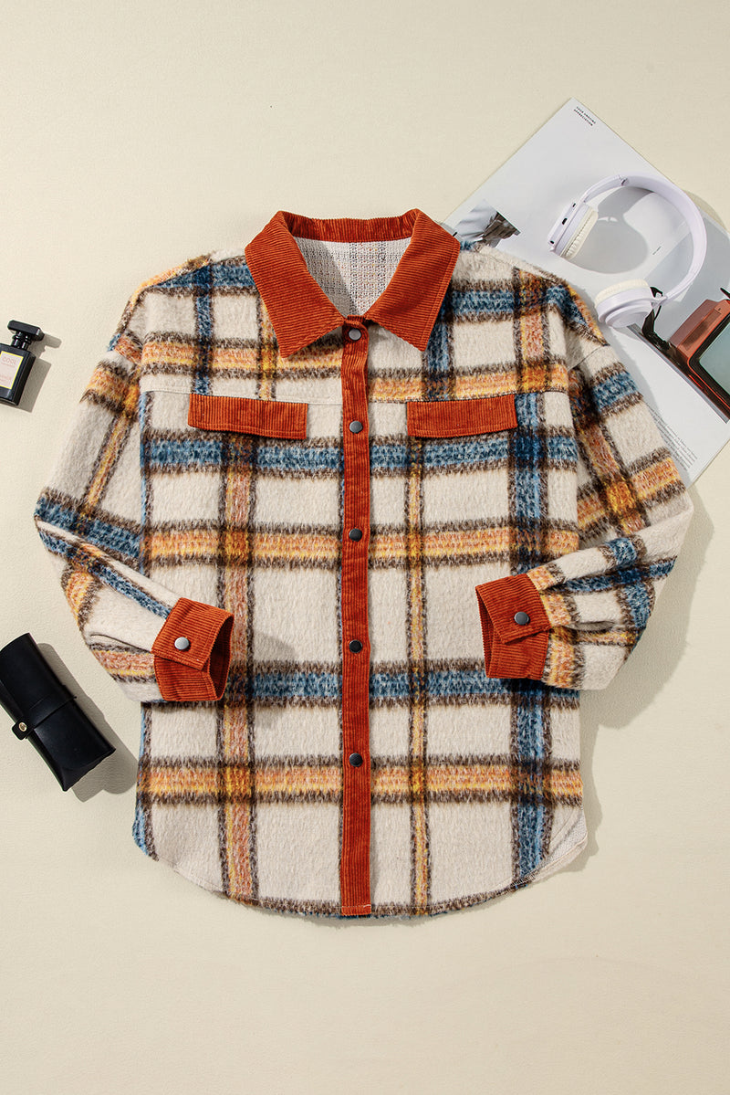 KaleaBoutique Plus Size Plaid Print Collared Buttoned Jacket - KaleaBoutique.com