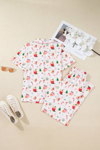 KaleaBoutique Stylish Christmas Spirit Cute Holiday Print Short Sleeve Shirt and Pants 2pcs Pajama Set - KaleaBoutique.com