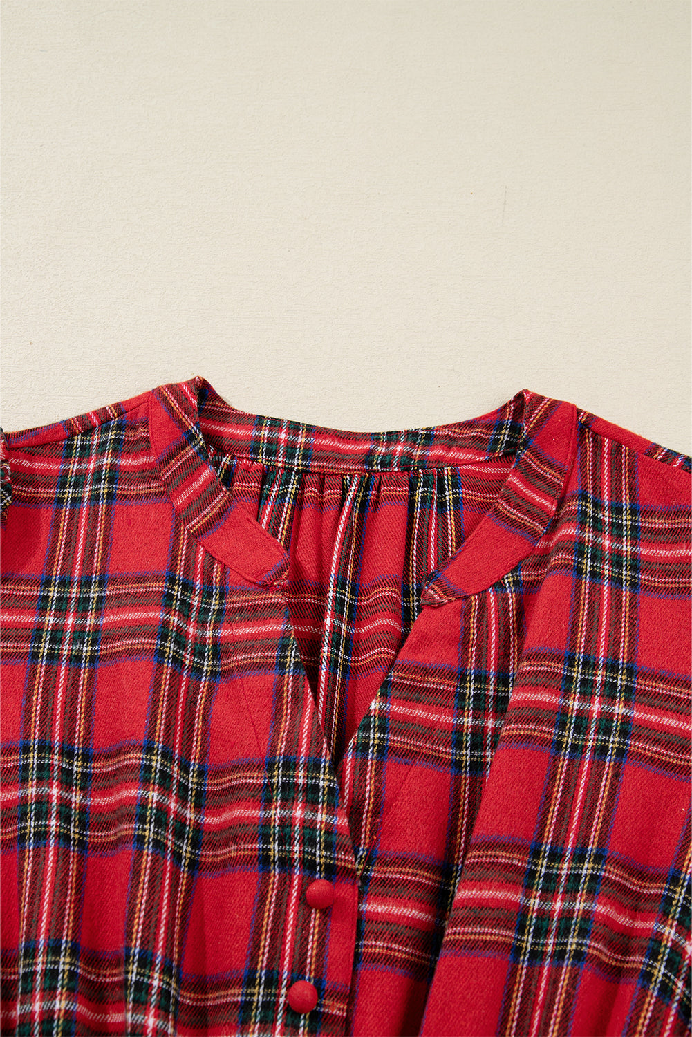 KaleaBoutique Christmas Plaid V Neck 3/4 Sleeve Tie Waist Ruffle Hem Long Dress - KaleaBoutique.com