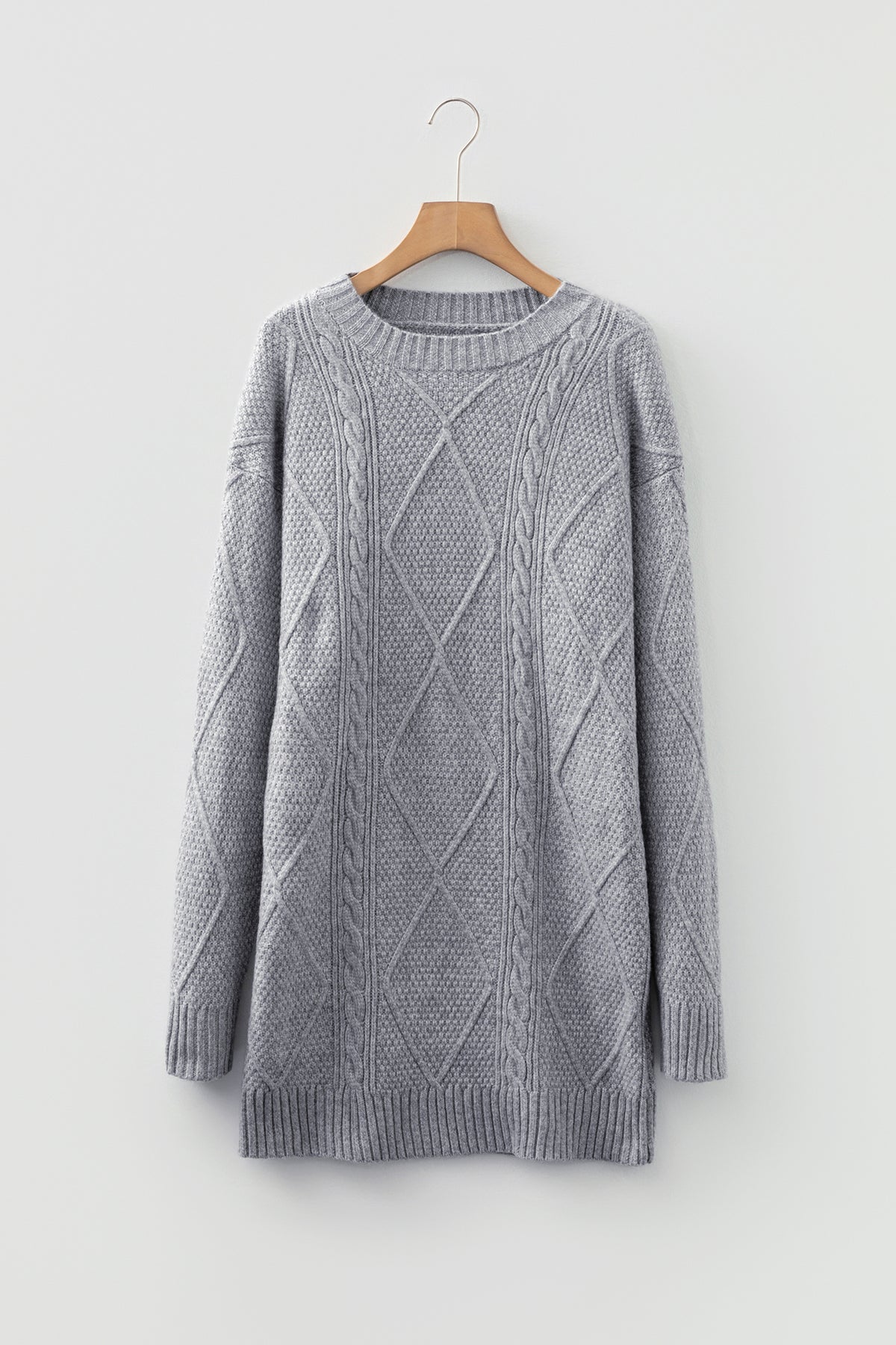 KaleaBoutique Comfortable Cable Knit Drop Shoulder Loose Fit Sweater Dress - KaleaBoutique.com