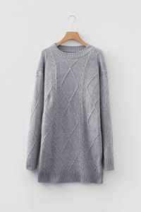 KaleaBoutique Comfortable Cable Knit Drop Shoulder Loose Fit Sweater Dress - KaleaBoutique.com