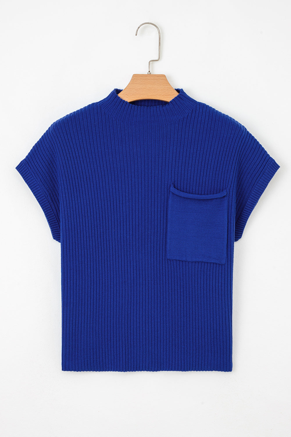 KaleaBoutique Comfortable Patch Pocket Ribbed Knit Short Sleeve Sweater - KaleaBoutique.com