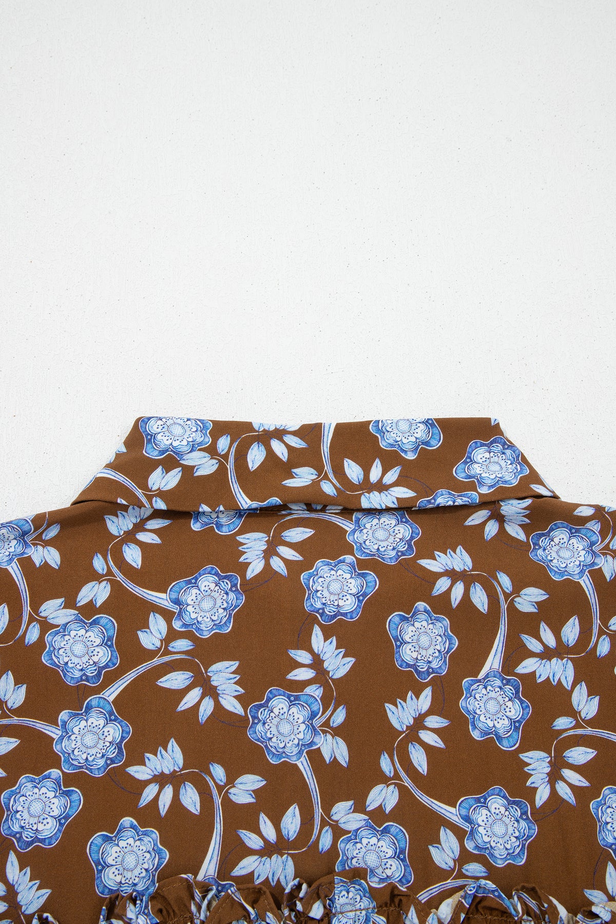 KaleaBoutique Comfortable Floral Print Ruffled Detail Shirt Collar Button Down Long Sleeve Dress - KaleaBoutique.com