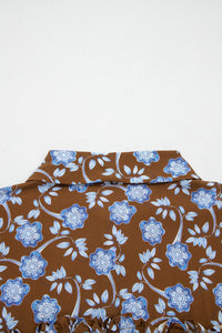 KaleaBoutique Comfortable Floral Print Ruffled Detail Shirt Collar Button Down Long Sleeve Dress - KaleaBoutique.com