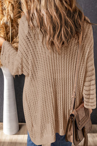 KaleaBoutique Comfortable Solid Color Crochet Knit Open Front Tunic Sweater Cardigan - KaleaBoutique.com