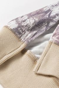 KaleaBoutique Comfortable Abstract Camo Print Colorblock Trim Side Split Tunic Sweatshirt - KaleaBoutique.com