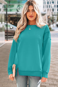KaleaBoutique Stylish Horizontal Ribbed Exposed Seam Detail Drop Shoulder Baggy Pullover - KaleaBoutique.com
