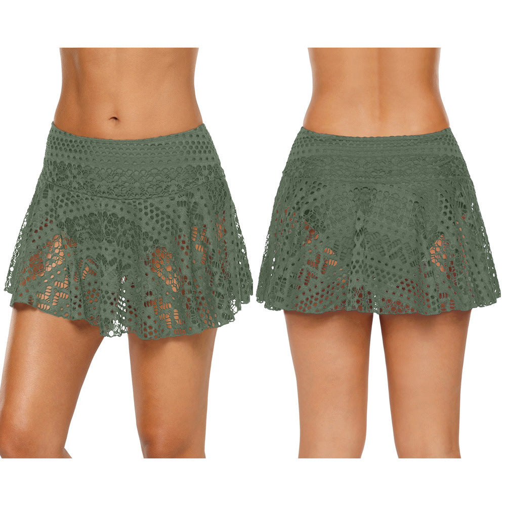 Women's Crochet Style Lace Overlay Swim Skirt Bottoms - KaleaBoutique.com