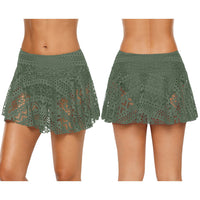 Women's Crochet Style Lace Overlay Swim Skirt Bottoms - KaleaBoutique.com