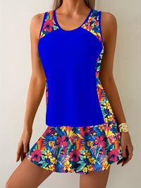 Women's Sunflower Print Scoop-Neck Top and Skirt Swimsuit - KaleaBoutique.com