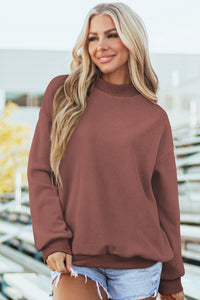 KaleaBoutique Stylish Oversize Drop Shoulder Reversible Mock Neck Sweatshirt - KaleaBoutique.com