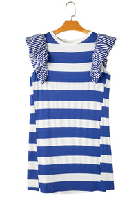 Contrast Ruffled Sleeve T-shirt Dress - KaleaBoutique.com
