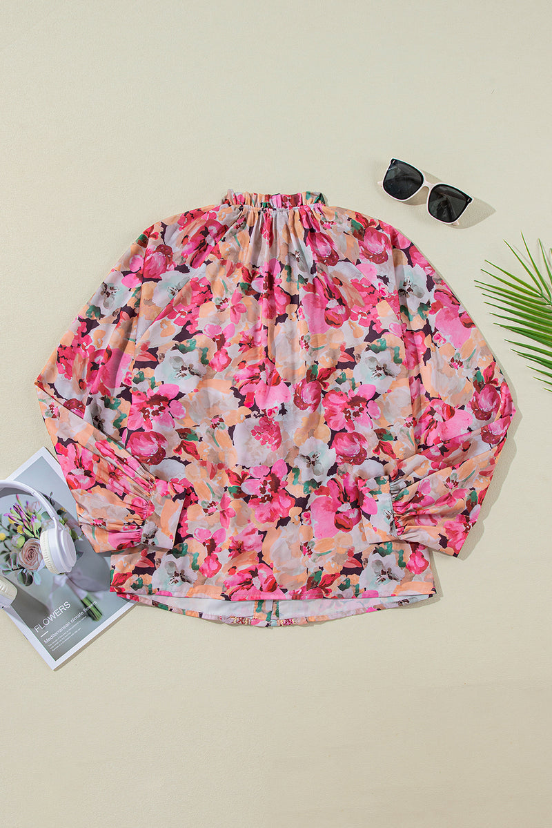 KaleaBoutique Floral Print Ruffled Stitch Buttoned Loose Fit Shirt - KaleaBoutique.com