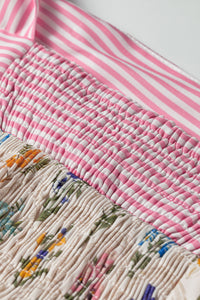 KaleaBoutique Stylish Floral Print Striped Detail Knot Straps Maxi Dress - KaleaBoutique.com