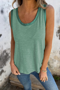 KaleaBoutique Metallic Sheen Edge Scoop Neck Tank Top - KaleaBoutique.com