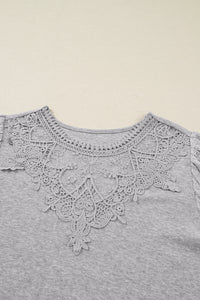 KaleaBoutique Stylish Hollowed Lace Ribbed Knit Long Sleeve Patchwork Top - KaleaBoutique.com