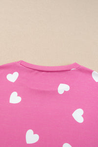 KaleaBoutique Comfortable Valentine Heart Print Long Sleeve Tee and Shorts Lounge Set - KaleaBoutique.com