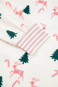 KaleaBoutique Comfortable Bow Christmas Tree Print Contrast Striped Banding 2pcs Lounge Set - KaleaBoutique.com